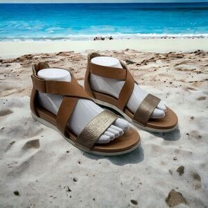 Sofft Fiora Leather Zip Back Sandal, EUC, Size 7.5